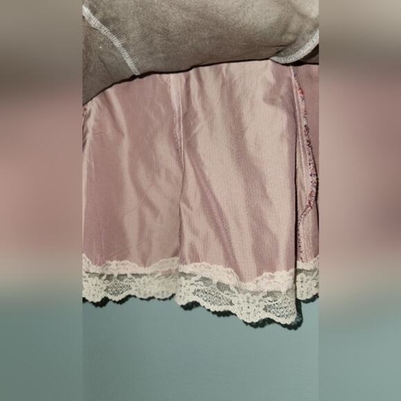 Odd Molly Boho Grey Skirt Lace Bottom Stripes Ribbon Waist Size 2 - Picture 7 of 15